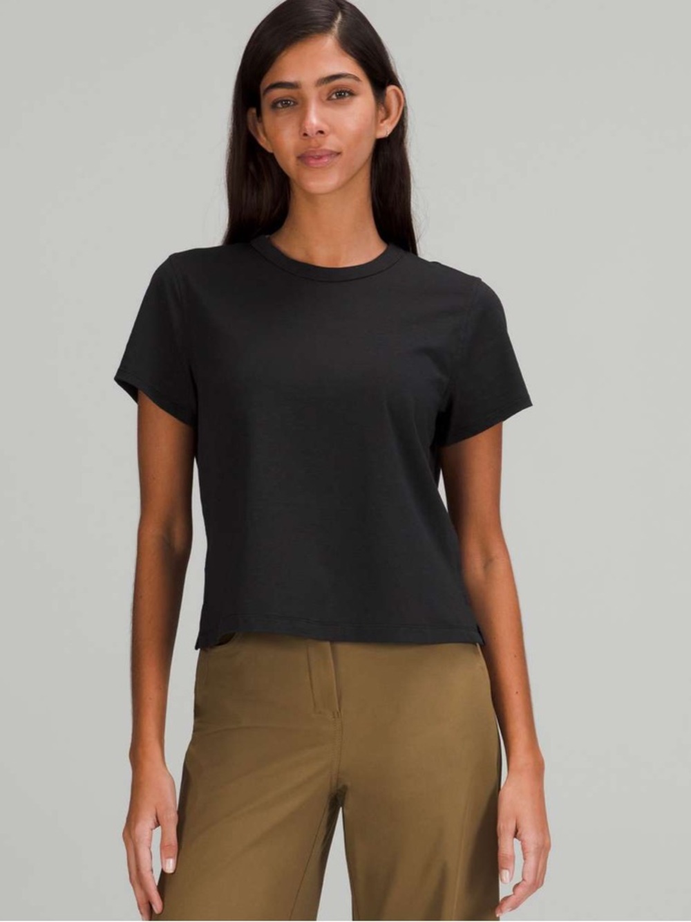 Lululemon Classic-Fit Cotton Linen Blend Tee T-Shirt in Black Size 8
